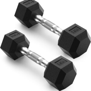 PAPABABE HEX Dumbbell Set 2.5-125lb, Rubber Encased Home Gym Dumbbells, Exercise & Fitness Weights Dumbbells for Women & Men, Hand Weight for Strength Training