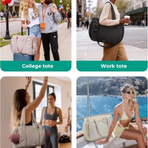 BAGAMSRT Crush Bow Tote Bag for Women, Large Work Tote with 40oz Tumbler, Puffer Travel Tote Bag for Work, Yoga, Gym | For Mom, Diaper, Large Capacity, Everyday Bag