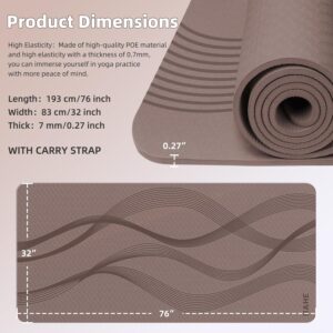 Yoga Mat High Density Exercise Mat, 76″x32″x0.27″Thick Wide & Large Yoga Mat for Women Men, Professional POE Workout Mat for Yoga, Pilates, Fitness & Stretching