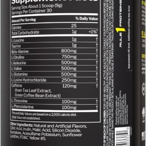 Rule 1 Energized Amino – Anytime Energy and Recovery Support with BCAAs, Glutamine, Citrulline, Beta Alanine, and Caffeine from Green Coffee & Tea Leaf Extracts (30 Servings, Pineapple Passionfruit)