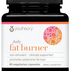 Youtheory Daily Fat Burner – Supports Body Composition & Metabolism – with Citrus Fruit Blend, Chromium & Cayenne Extract – Gluten, Soy & Dairy Free – 60 Vegetarian Capsules