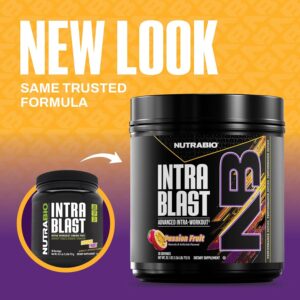 NutraBio Intra Blast Bcaa Powder Amino Acid Supplement, Electrolyte & Hydration Blend, Intra, Pre Workout & Muscle Recovery, 20g Eaa Amino Acids Powder, 5g Glutamine- Passion Fruit, 30 Serving