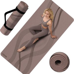 Yoga Mat High Density Exercise Mat, 76″x32″x0.27″Thick Wide & Large Yoga Mat for Women Men, Professional POE Workout Mat for Yoga, Pilates, Fitness & Stretching