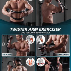 Twister Arm Exerciser, Adjustable Spring Workout Bar, Forearm Triceps Chest Inner Thigh Muscle Enhanced Exercise Strengthener, Upper Body Strength Builder Trainer, Home Fitness Equipment
