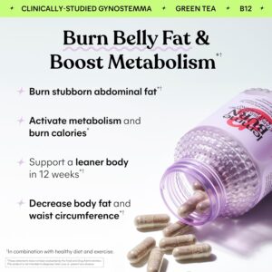 Lemme Burn – Metabolism, Belly Fat Burning + AMPK Activating Supplement for Men & Women w/Clinically Studied Actiponin Gynostemma, Green Tea Extract, Vitamins B6 & B12 – Gluten Free, 60 Count