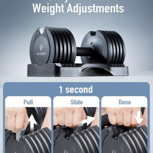 BYZOOM FITNESS Pure Series Adjustable Dumbbell – 12.5/25/27.5/75lb – SINGLE UNIT or PAIR(check before purchase) – 5-in-1/ 10-in-1 / 21-in-1 Flexible Hand Weights for Home Gym, Strength Training & Fitness Workouts, White OR Black
