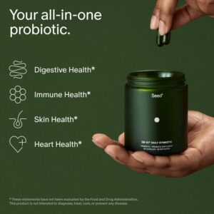 Seed DS-01 Daily Synbiotic – Prebiotic and Probiotic for Women & Men – Digestive Health, Gut Health, Immune Support, Bloating & Constipation Relief – Vegan & Shelf-Stable – 60 Capsules (30-Day Supply)