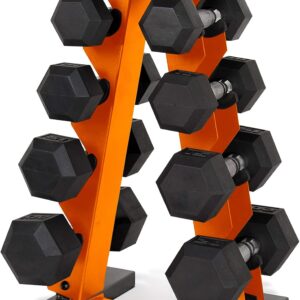 CAP Barbell 150 LB Coated Hex Dumbbell Weight Set with Vertical Rack | Multiple Options