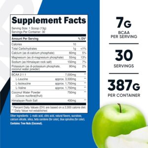 Nutricost BCAA + Hydration Powder (Green Apple) 30 Servings – Branched Chain Amino Acids with Hydration Complex – Gluten-Free, Non-GMO