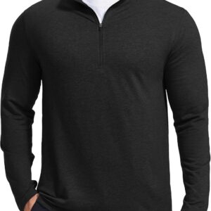 PINSPARK Men’s Quarter Zip Up Lightweight Pullover Mock Neck Sweatshirts Long Sleeve Golf shirts Performance Athletic Casual
