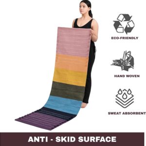 Sivi Herbal Organic Cotton Yoga Mat – Eco-Friendly Hand-Woven Non-Slip Rug – Thick & Comfortable (24”x72”x5mm) for Home Fitness & Yoga