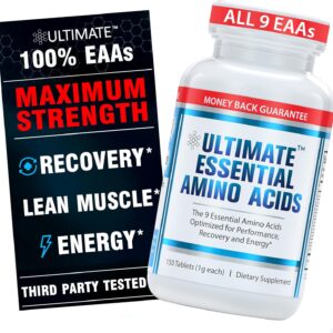 Ultimate 100% Essential Amino Acid Supplement for Cutting, Fasting & Workouts – All 9 EAAs, 40% Leucine — Ideal BCAA Ratio for Energy, Muscle & Recovery – 150 Easy-to-Swallow Keto & Vegetarian Tablets