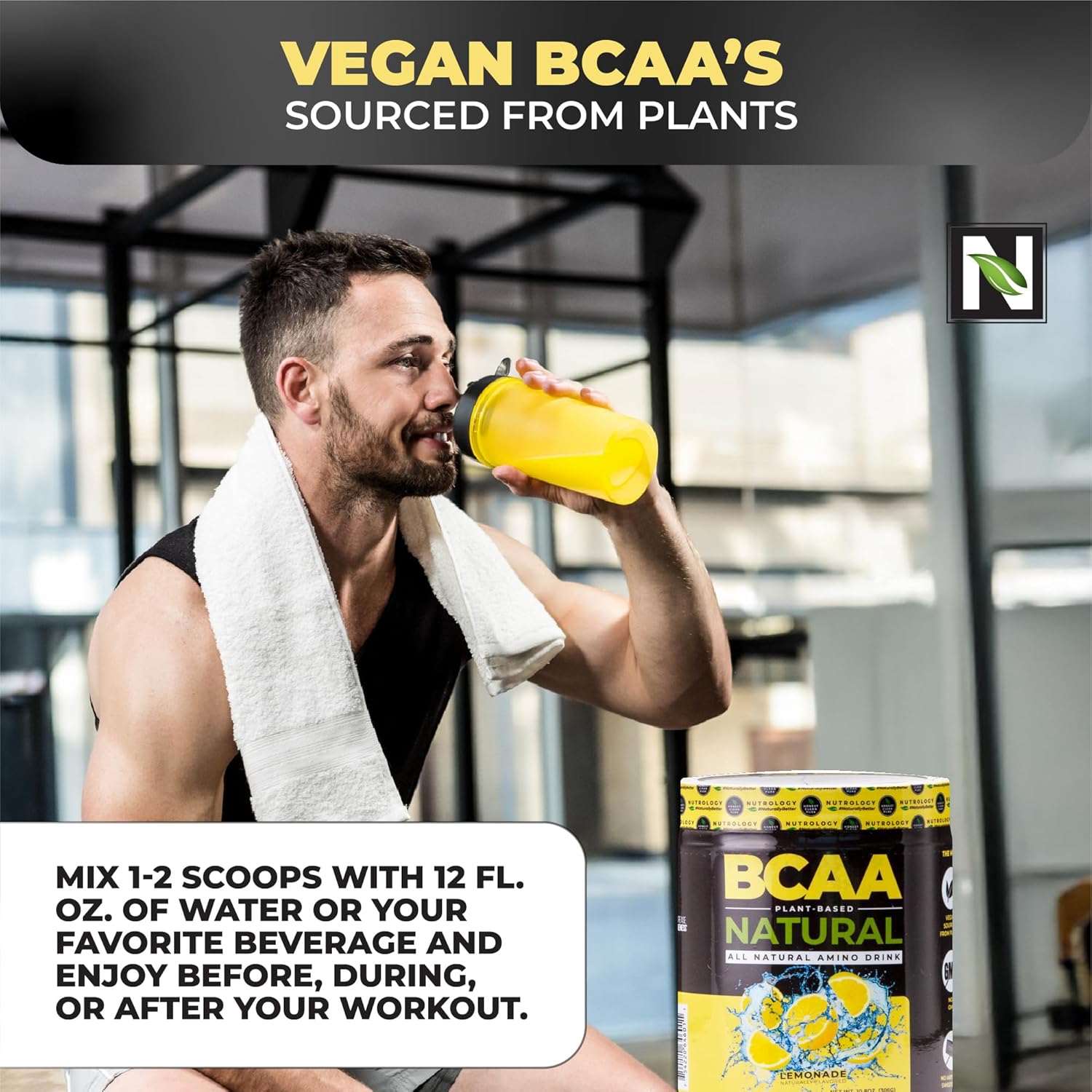 Nutrology BCAA Natural - Plant Based BCAA Powder, Lemonade Flavor, Optimized 2:1:1 Ratio Amino Acids Powder for Pre Workout & Post Workout Recovery, Vegan, Gluten-Free, Non-GMO, 30 Servings - Image 5