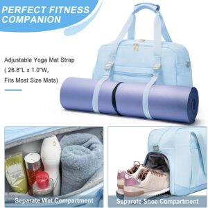Sports Gym Bag for Women, Travel Duffle Bag with Shoe Compartment & Wet Pocket, Fitness Yoga Bag