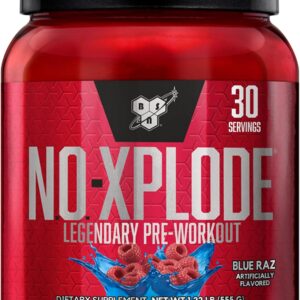 BSN N.O.-XPLODE Pre Workout Powder, Energy Supplement for Men and Women with Creatine and Beta-Alanine, Blue Raz, 30 Servings, 1.2 Pound (Packaging May Vary)