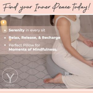 Y O Gayo Meditation Cushion and Floor Pillow. Ideal for Meditation Pillow, Yoga, & Floor Sitting – Premium Buckwheat Supportive Round Cushion with Changeable Cover. Versatile & Stylish – 16″ in