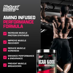 Nutrex Research – BCAA Powder 6000 Amino Acid – 6 Grams of BCAAs Amino Acids Supplement for Post Workout Recovery & Muscle Growth – Amino Energy Workout Recovery Drink (Watermelon – 30 Servings)