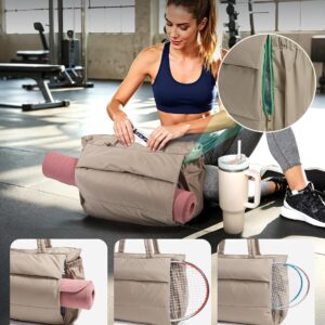 BAGSMART Tote Bag for Women, 22L Puffer Gym Bag for 40oz Tumbler, Work Tote Handbag for Travel Yoga College | Gym tote bag, Hold yoga mat, 40oz tumbler, Racket-friendly, 15.6 Laptop