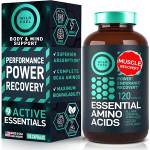 Essential Amino Acids Supplement – All 9 EAAs with BCAAs Amino Acids (Leucine, Lysine, Valine, Threonine) – 3,000mg Per Serving – Muscle Growth, Power, Recovery – 120 Vegan, Caffeine Free Capsules