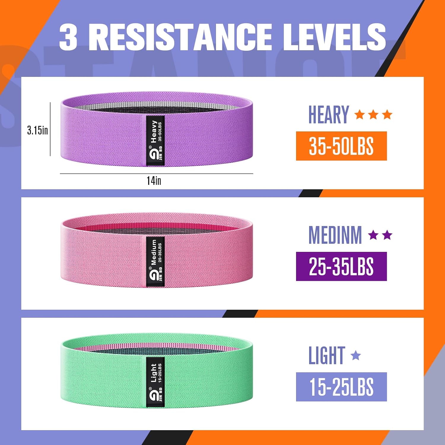 Fabric Resistance Bands Set – Booty Bands for Legs & Glutes, 3 Resistance Levels, Non-Slip Workout Bands for Women & Men, Ideal for Yoga, Pilates, Fitness, and Home Workouts - Image 2