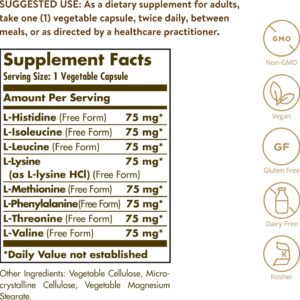 Solgar Essential Amino Complex, 90 Vegetable Capsules – Free Form Essential Amino Acids – Non-GMO, Vegan, Gluten Free, Dairy Free, Kosher – 90 Servings