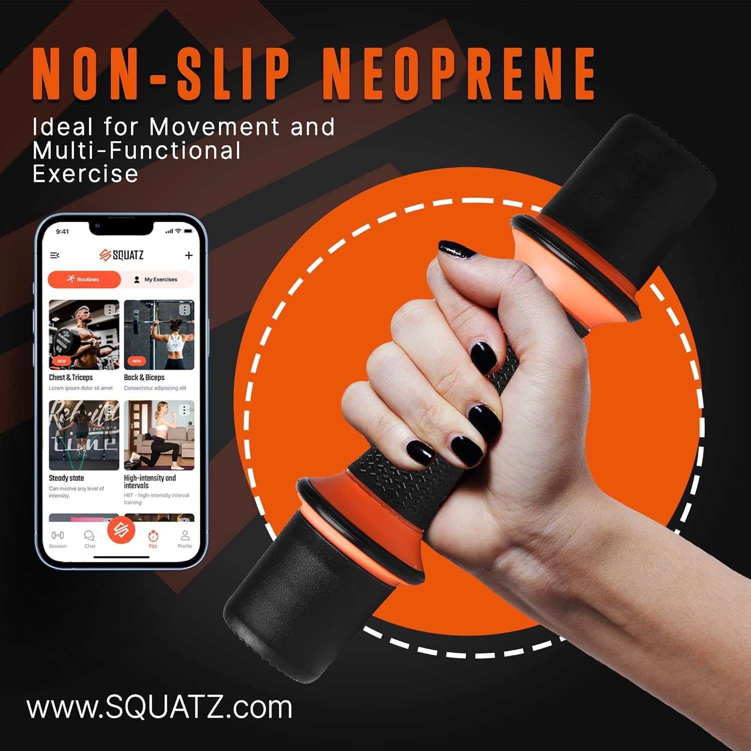 SQUATZ 4.41 lbs. Dumbbell Weight Set - Adjustable Weight All-in-One Versatile Dumbbells for Women, Non-Slip Neoprene Ideal for Common Movement and Multi Functional Exercise, Home Gym Training - Image 4