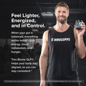InnoSupps Trim Biome GLP-1 – Gut Health + Metabolic Support* – Prebiotic + Probiotic + Postbiotic – Akkermansia + Berberine – 60 Capsules. 30 Servings