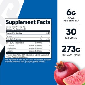 Nutricost BCAA Powder 2:1:1 (Pomegranate Guava, 30 Servings) – Branched Chain Amino Acids