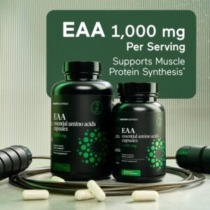 SMARTERNUTRITION Essential Amino Acids (EAA) Capsules – 1 Gram Per Serving of All 9 EAAs – Supports Muscle Mass & Exercise – Non-GMO, Vegan, Gluten Free – 60 Count[30-Day Supply]