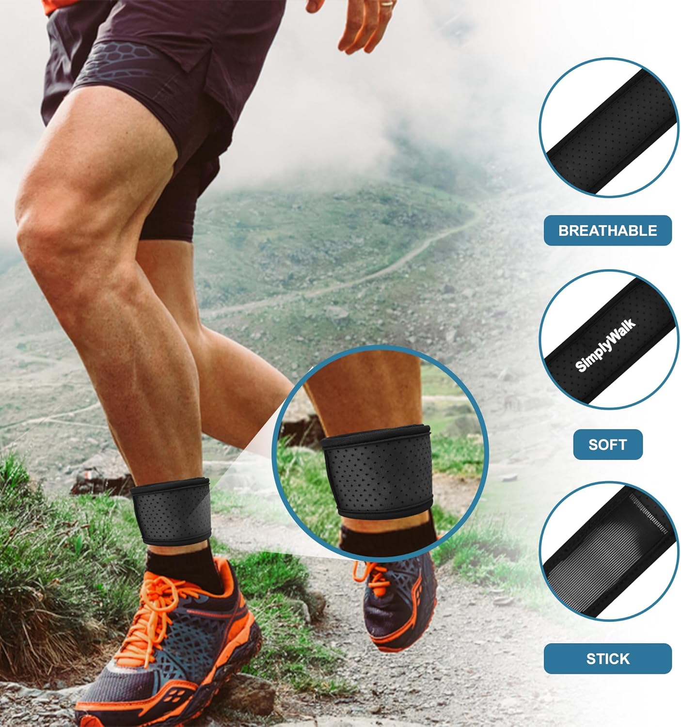 Ankle Band for Fitbits & Smartwatches, Softwear Ankle Band (Device not Included) (Black)(Medium) - Image 2