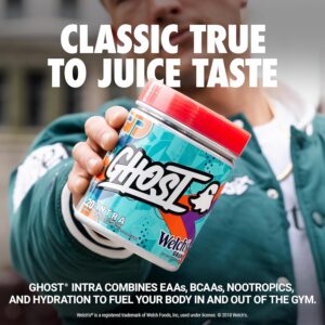 GHOST Intra Workout Powder, Welch’s Grape – BCAAs &, EAAs, Nootropics & Hydration – Essential & Branch Chain Amino Acids Supports Muscle Recovery & Focus – Pre, Intra & Post Workout Powders