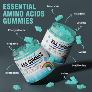 EAA Gummies 120 Gummies (Blue Raspberry), Essential Amino Acids – All 9 Essential Aminos (EAA) and All Branched-Chain Aminos (BCAAs), Non-GMO, Gluten Free, Vegetarian Friendly