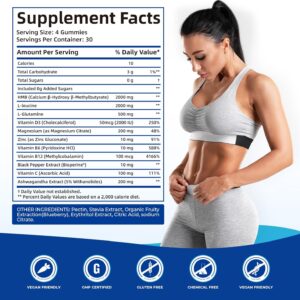 HMB and L-Leucine Gummies, HMB and Leucine Supplement Supports Muscle Fast Workout Support, HMB and Leucine Amino Acid for Men & Women, Sugar Free, Non-GMO, 360 Counts