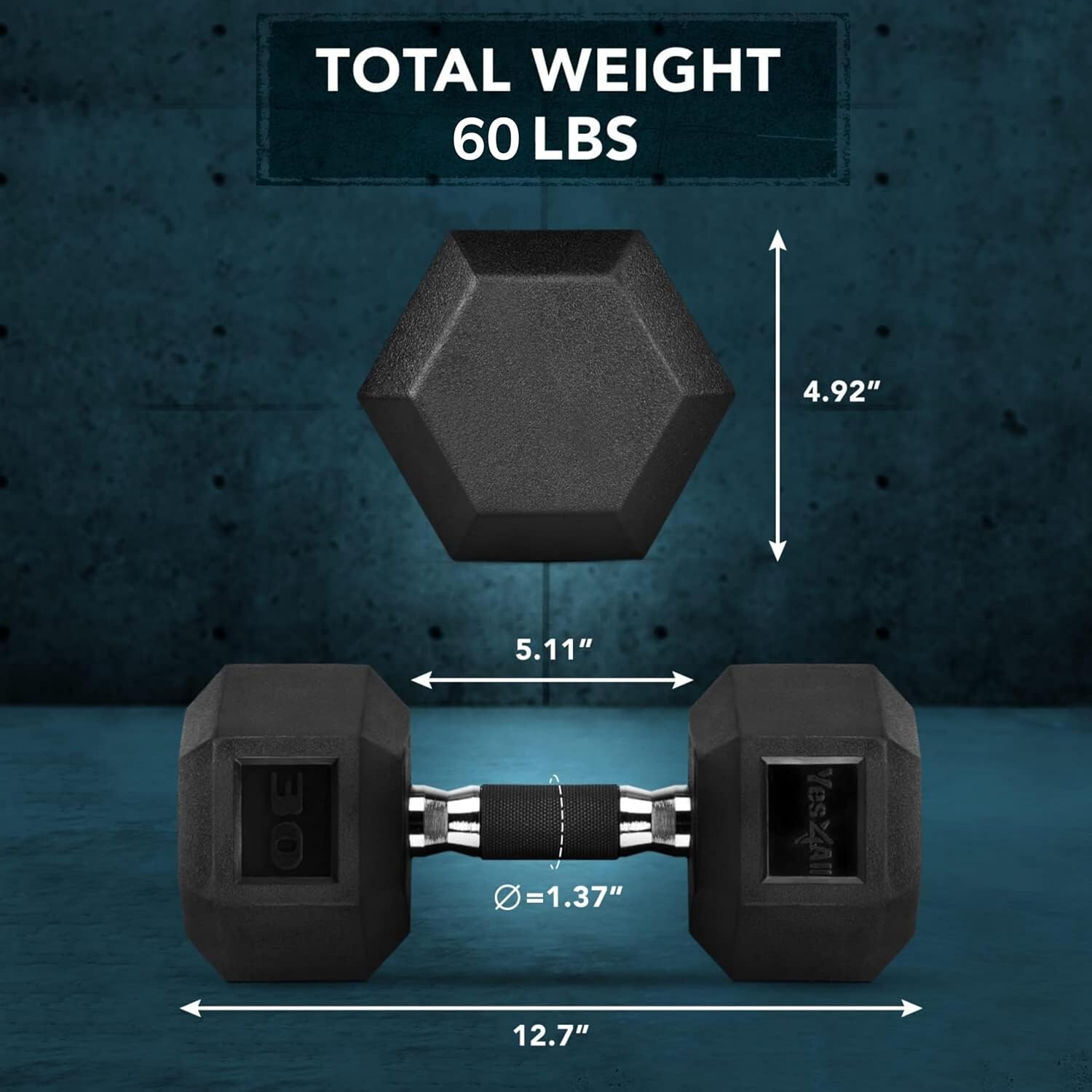 Yes4All Chrome/Rubber Grip Encased Hex Dumbbells – Hand Weights With Anti-Slip 10-30 LBS Pair - Image 3