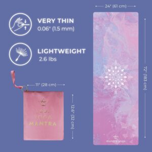 Mantra Yoga Travel PRO 1.5mm with Knee Pad – Foldable Fitness & Exercise Mat with Bag | Lightweight, Compact & Eco-Friendly | Non-Slip & Washable | For All Types of Yoga | 72″ L x 24″ W | 2.6 lbs