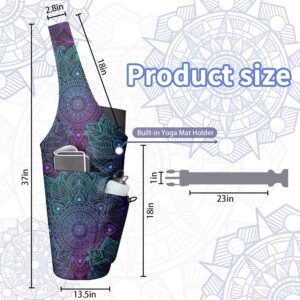 Yoga Mat Bag for Women Yoga Bag with Large Size Pocket and Zipper Pocket,Rhombus Pattern- Yoga Bags and Carriers Fits All Your Stuff
