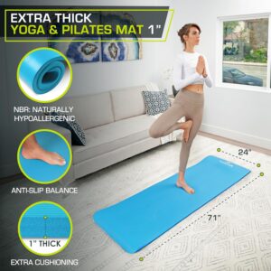 ProsourceFit Extra Thick Yoga and Pilates Mat ½” (13mm) or 1″ (25mm), 71-inch Long High Density Exercise Mat with Comfort Foam and Carrying Strap