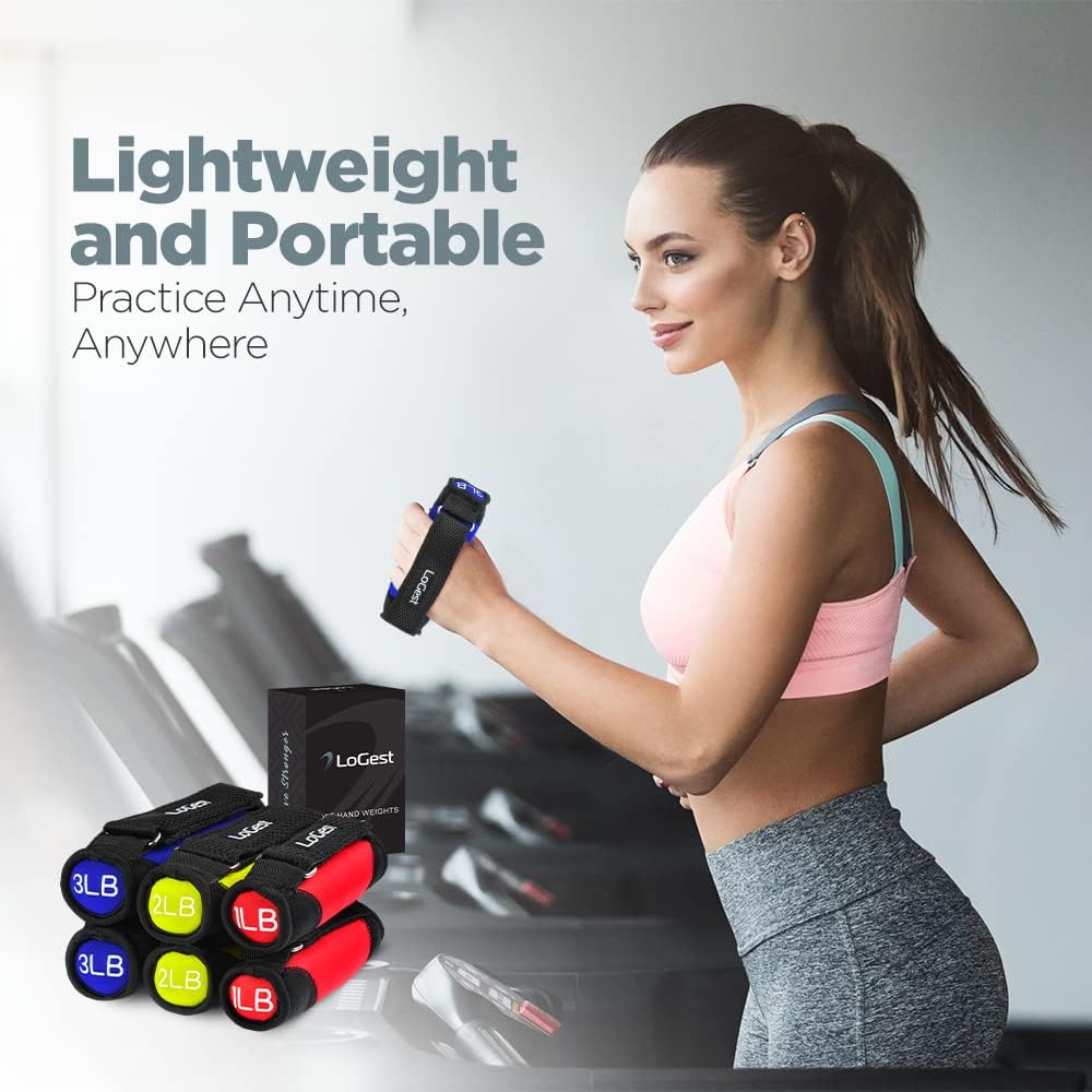 LoGest Soft Hand Weights Adjustable Straps - Comes in 1LB Weights or 2LB or 3LB 4LB - Comfortable & Secure Weighted Neoprene Dumbbells with Straps for Walking Running Cardio Workout Physical Therapy - Image 6