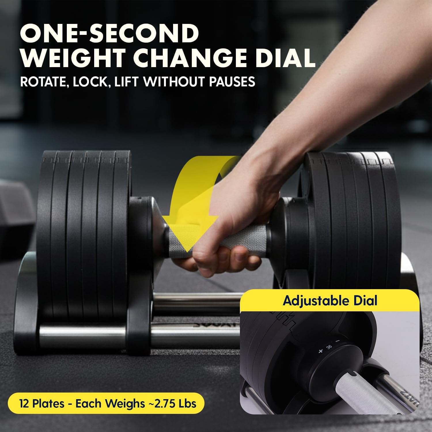 SQUATZ Adjustable Dumbbells with Quick Weight Change, Space-Saving Dumbbell Set with Anti‑Slip Handle, Secure Locking System, Heavy‑Duty Plates & Base for Home Workout and Strength Training - Image 2