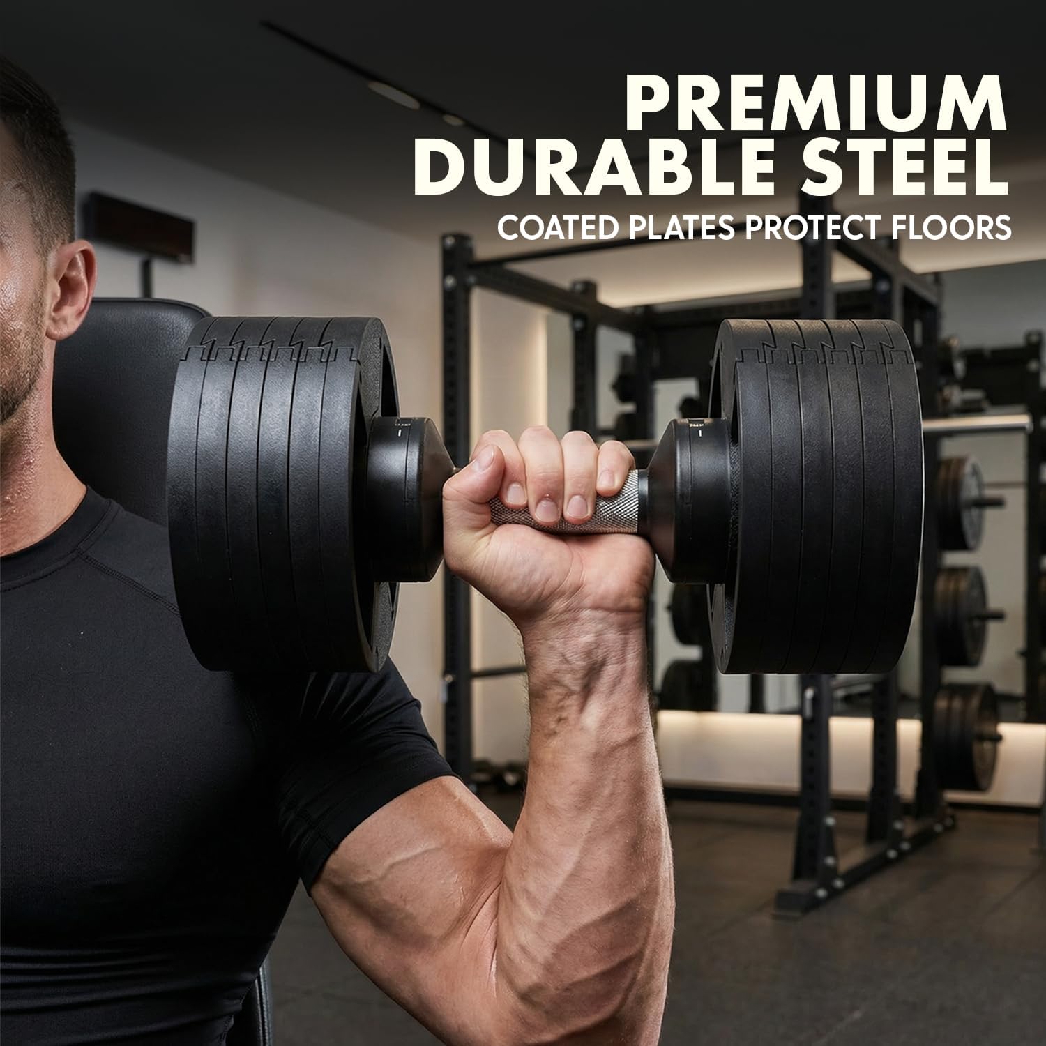 SQUATZ Adjustable Dumbbells with Quick Weight Change, Space-Saving Dumbbell Set with Anti‑Slip Handle, Secure Locking System, Heavy‑Duty Plates & Base for Home Workout and Strength Training - Image 4