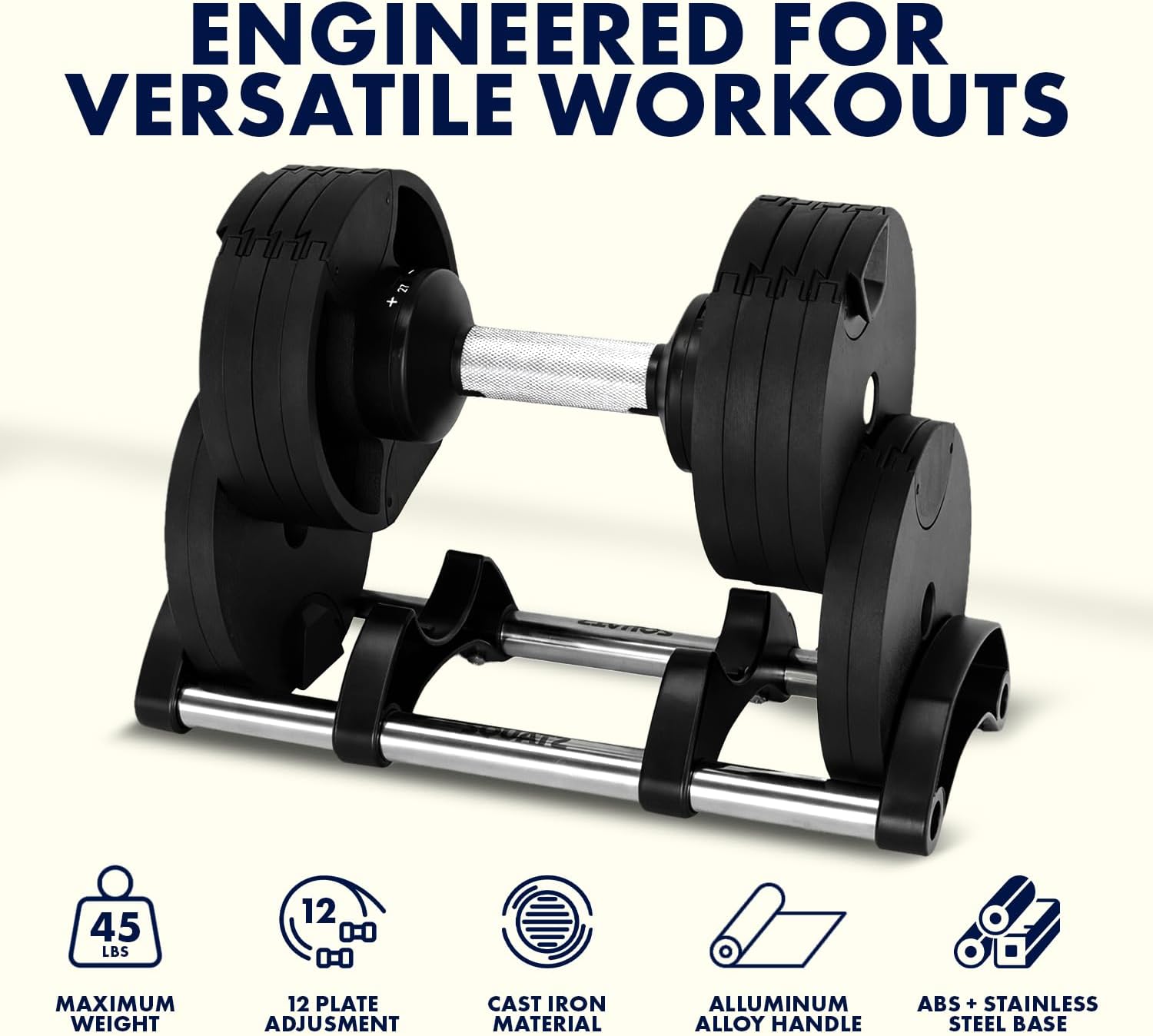 SQUATZ Adjustable Dumbbells with Quick Weight Change, Space-Saving Dumbbell Set with Anti‑Slip Handle, Secure Locking System, Heavy‑Duty Plates & Base for Home Workout and Strength Training - Image 8