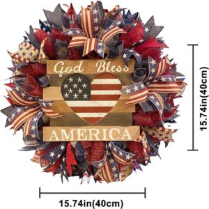 250th Anniversary Patriotic Wreath, Memorial Wreath 3D Eagle Wreath Front Door, Red White and Blue Wreath All Weather Farmhouse, Yard Garden Outdoor Holiday Decoration (C)