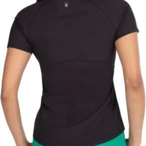 Spyder Active Women’s UPF 50+ Ribbed Short Sleeve Tee Shirt (US, Alpha, Large, Regular, Regular, Black)