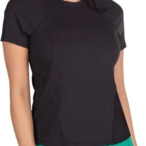 Spyder Active Women’s UPF 50+ Ribbed Short Sleeve Tee Shirt (US, Alpha, Large, Regular, Regular, Black)