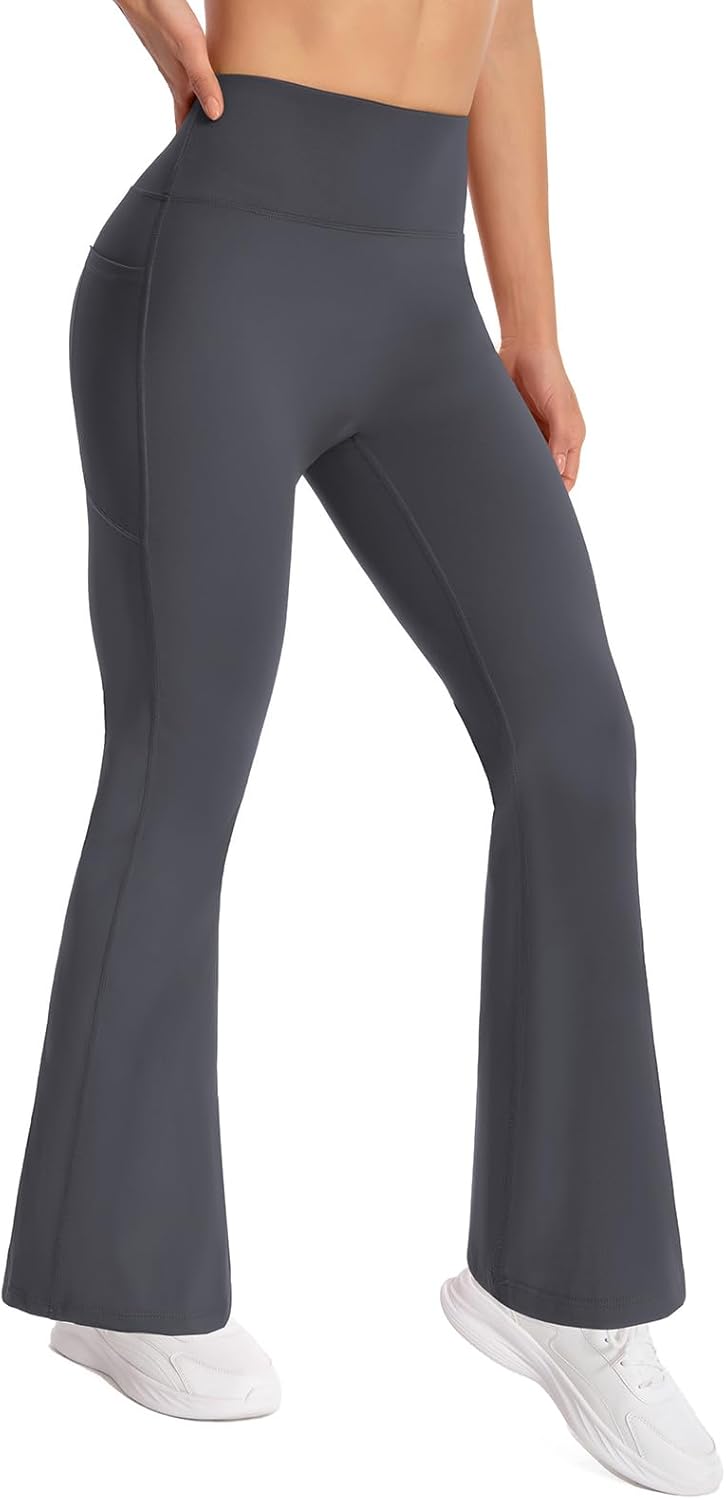 Women's High Waist Yoga Pants, with Side Pockets Flared Leggings, Workout Bell Bottoms - Image 4