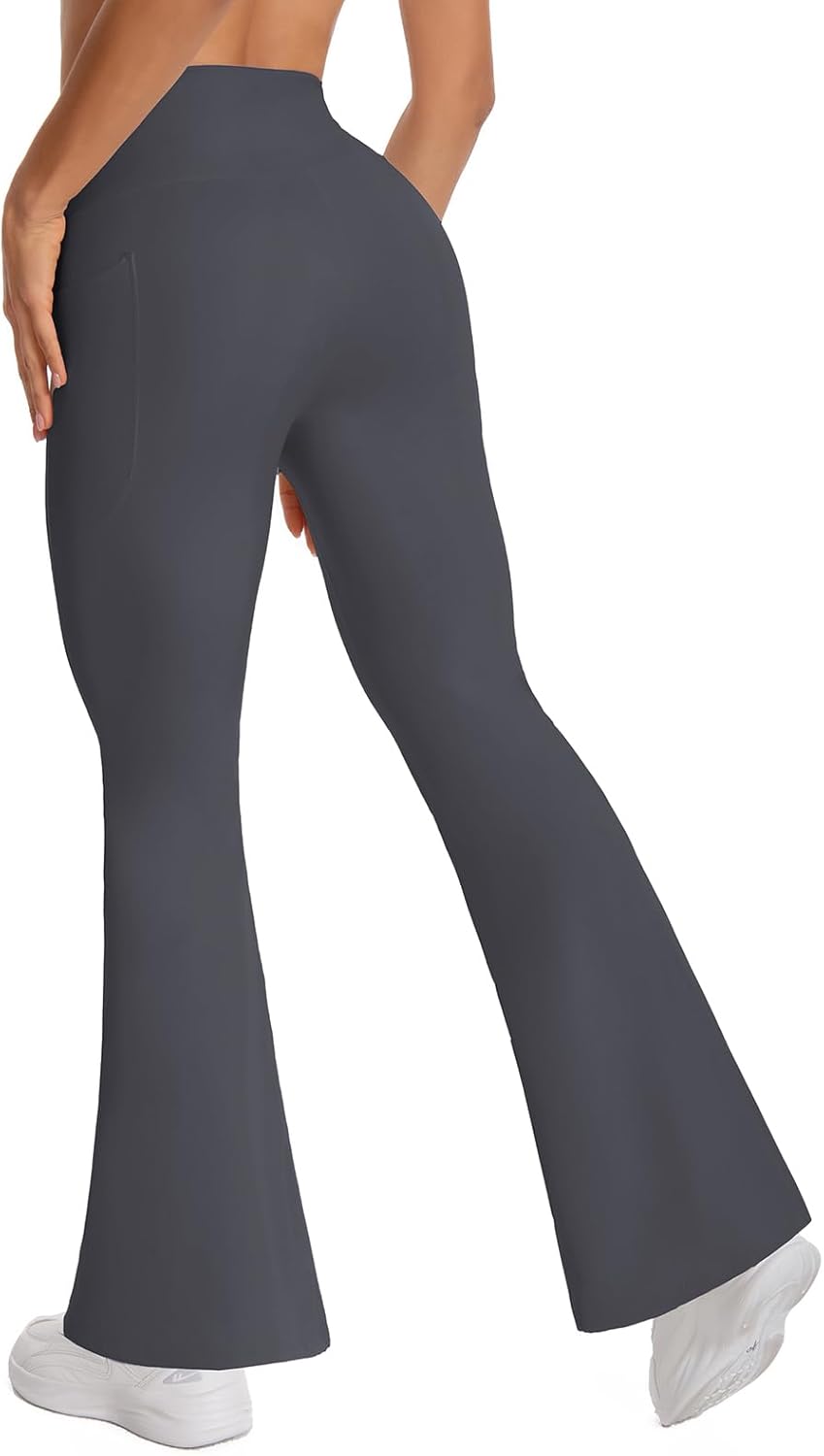 Women's High Waist Yoga Pants, with Side Pockets Flared Leggings, Workout Bell Bottoms - Image 2
