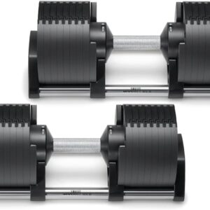 SMRTFT NUOBELL Adjustable Dumbbells 5–100 lb Set | Original NUOBELL | 26 Weights in 1 for Home Gym Strength Training | Steel-Knurled Handle | Space-Saving Dumbbell Set of 2 | 2-Year Warranty