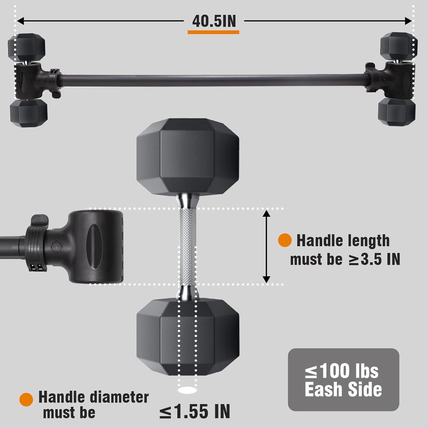 Upgraded Dumbbell Barbell Converter Bar - Transform Dumbbells into Barbell, Adjustable Weights, Up to 200 lbs, Suitable for Home Gym Fitness - Image 4