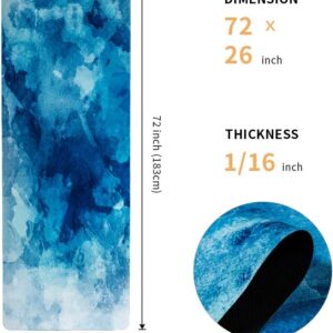 Travel Yoga Mat, Non Slip Exercise Suede Mat with Carry Bag, All-Purpose Fitness Mat with High Density Anti-Tear Surface for Women, Ideal for Pilates Workout (72” x 24” x 1.5mm Thick)