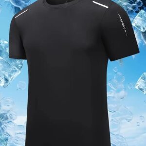 Quick Dry Ice Silk Athletic T-Shirts for Men, Athletic Short Sleeve Moisture Wicking Tee for Running,Training （1 Piece）